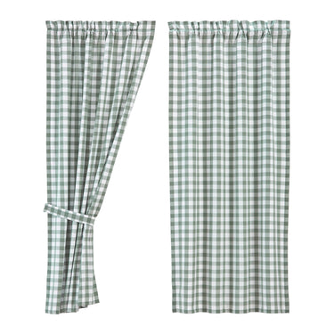 Annie Buffalo Green Check Short Panel Curtain Set of 2 63